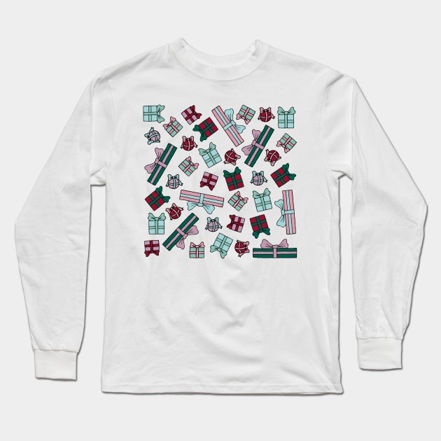 Christmas Presents || Presents || Gifts || Christmas Pattern Long Sleeve T-Shirt by HLeslie Design